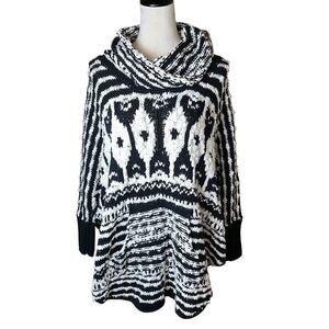 Free People Black and White Patterned Sweater